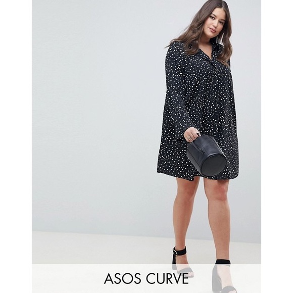 ASOS Curve Dresses & Skirts - ASOS Curve Shirt Mini Dress Scattered Spots Sz 12